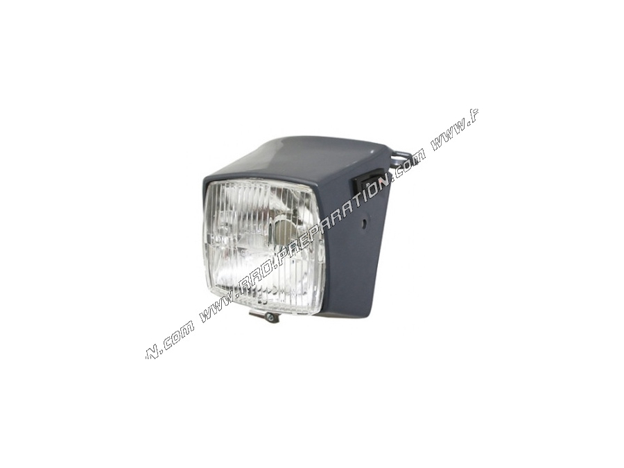 Headlight original type P2R square GRAY for PEUGEOT 103 Mvl, Vogue, Chrono... 12V