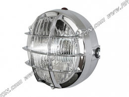 Headlight (light) round chrome with grille Ø103mm P2R for moped, mob, 103, 51, fox...