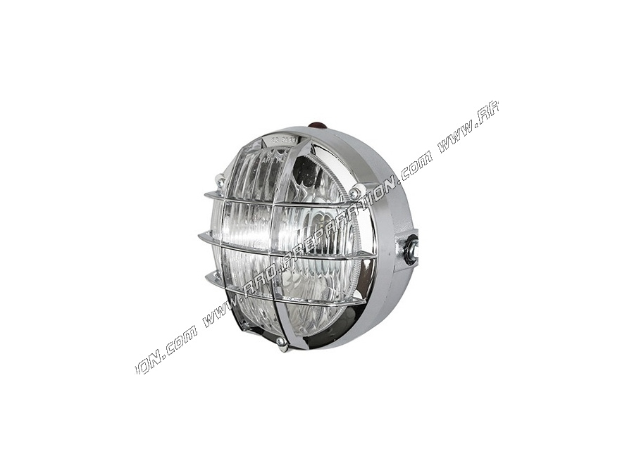 Headlight (light) round chrome with grille Ø103mm P2R for moped, mob, 103, 51, fox...