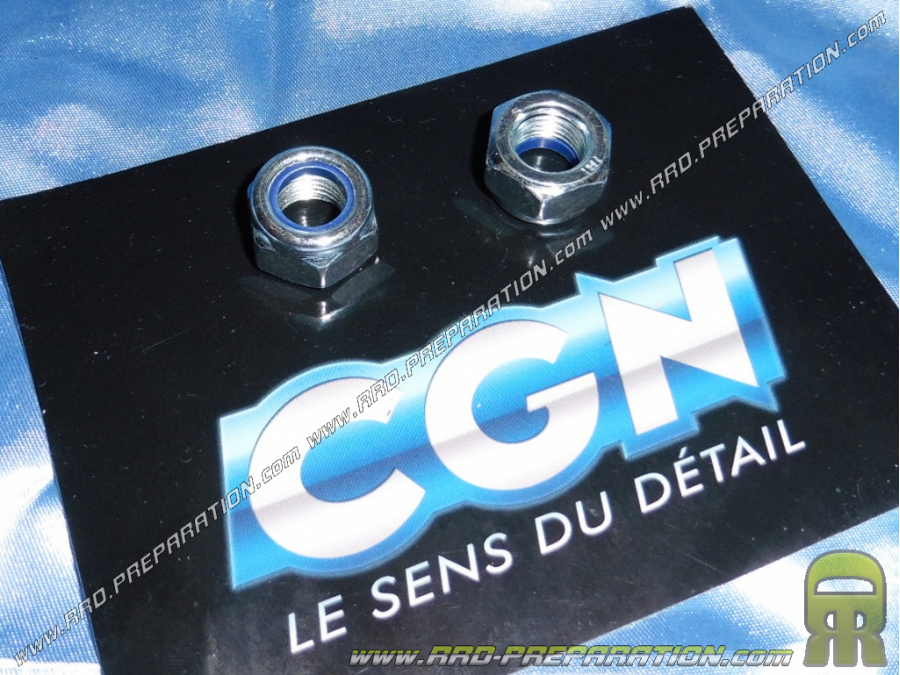 Tuerca rueda delantera CGN (contratuerca + anillo nylon) Peugeot Trekker, Vivacity, Ludix... 50cc