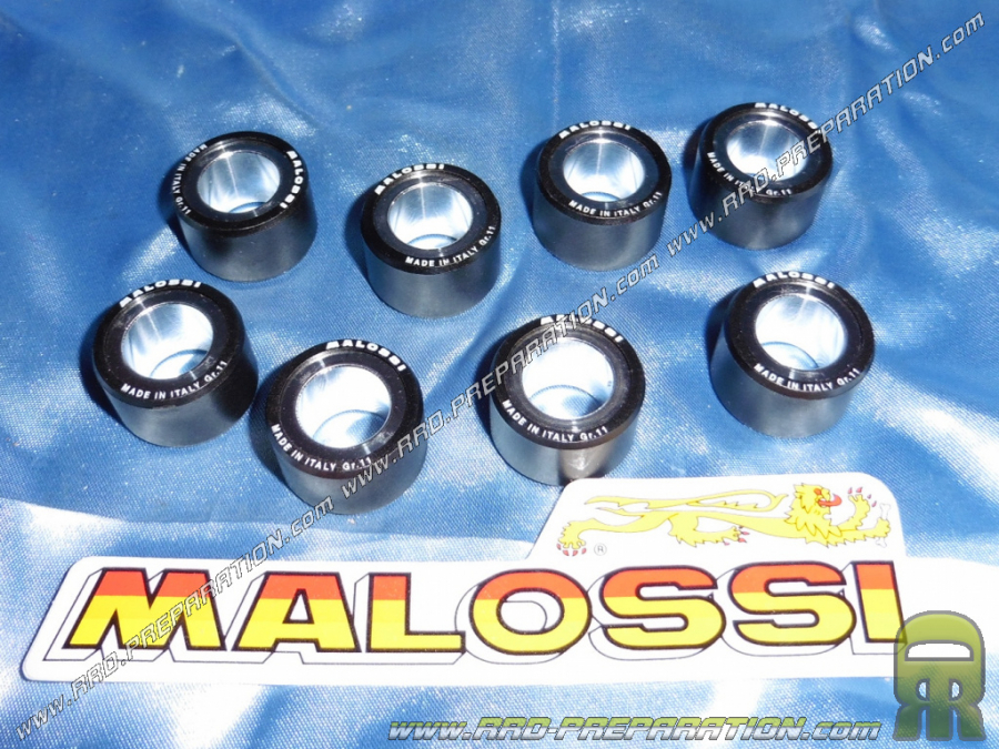 Jeu de 8 galets MALOSSI en Ø25X15.9mm aux choix pour variateur MULTIVAR sur MAXI SCOOTER PIAGGIO BEVERLY SPORT TOURING..