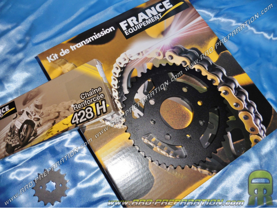 Kit chaine FRANCE EQUIPEMENT renforcé pour moto DAELIM VL DAYSTAR 125 de 2008 a 2012