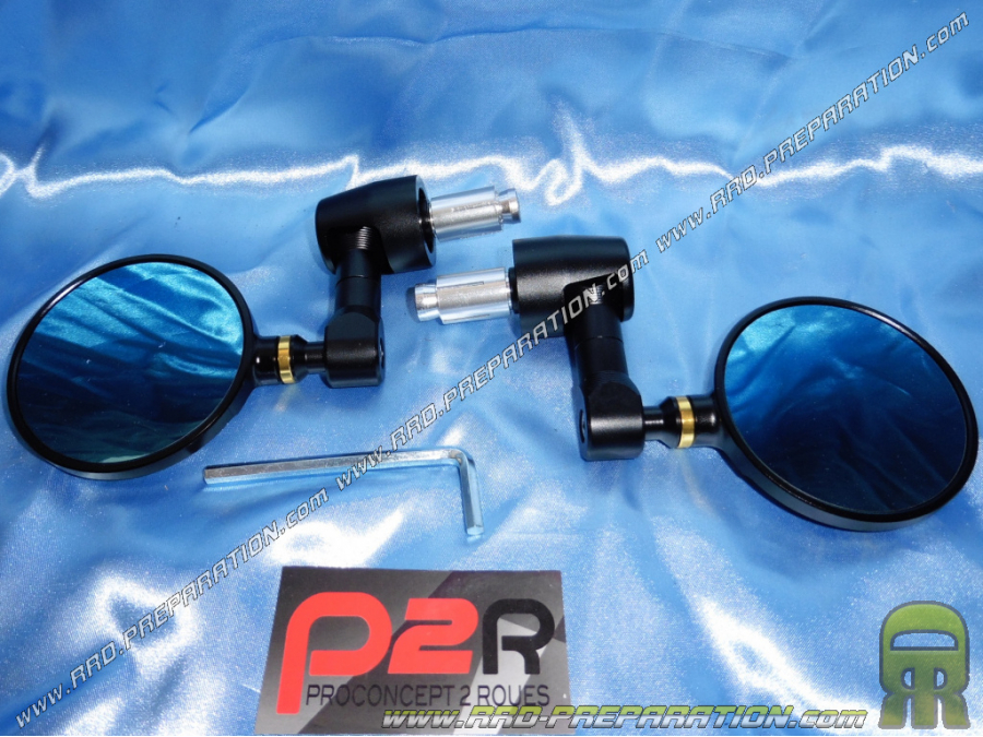 P2R mirror approved round, handlebar end, for scooter, mécaboitte, moped, motorcycle...