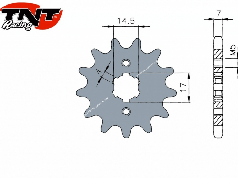 Pignon de sortie de boite TNT RACING pour FYM PIT BIKE, QUAD... pour chaîne largeur 428