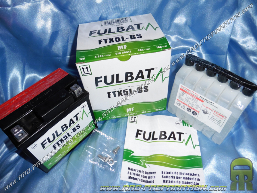 Batterie FULBAT YTX5L-BS 12v 4Ah (livré avec acide) pour moto, mécaboite, scooters...
