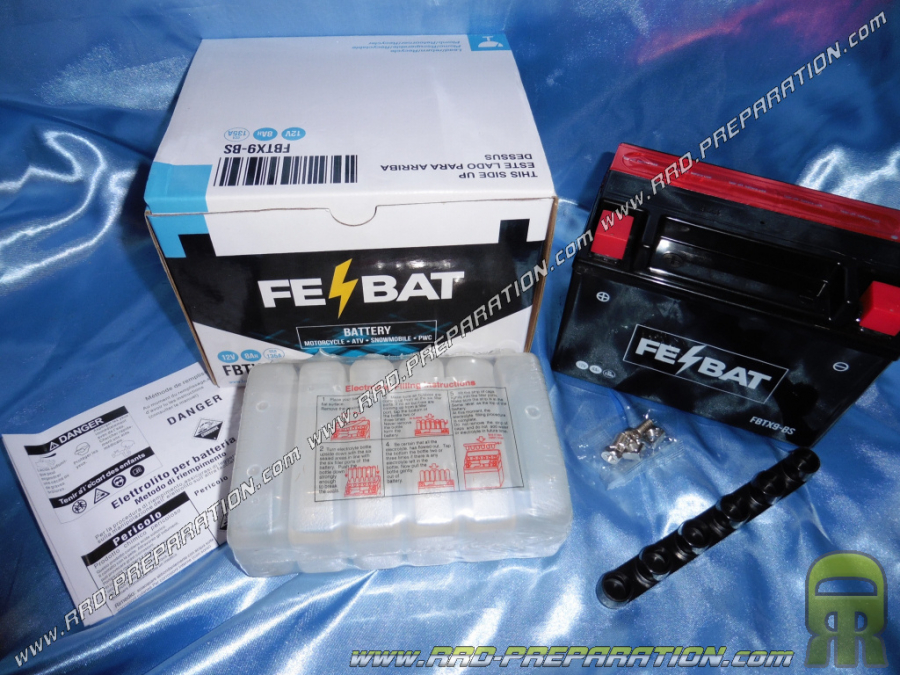 Maintenance-free battery FE BAT FBTX9-BS 12v 8Ah for motorcycle, mécaboite, scooters
