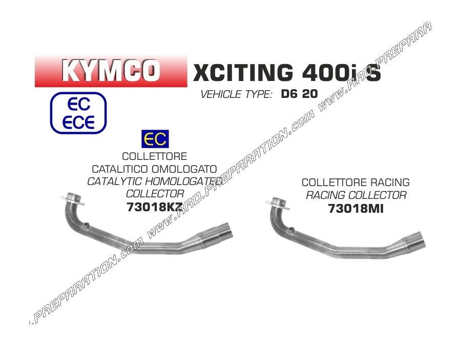 Collecteur racing ARROW de rechange pour pot ARROW sur maxi scooter Kymco XCITING 400i S 2019/2020