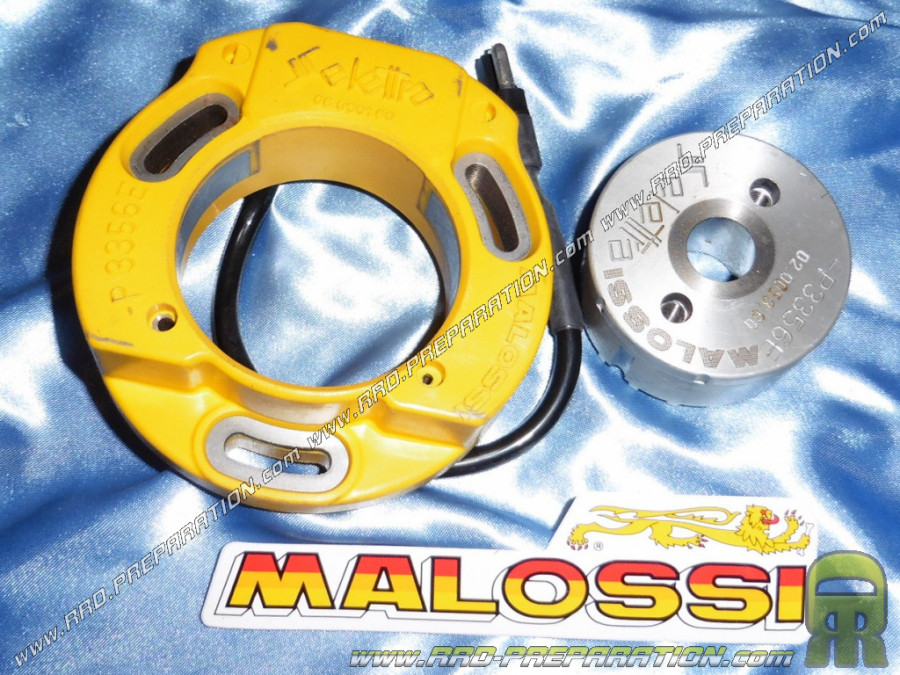 Rotor + stator de rechange pour allumage MALOSSI MHR SELETTRA jaune sur pitbike 4 temps et HONDA NSF 100
