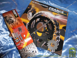 Kit chaine FRANCE EQUIPEMENT renforcé pour moto HONDA MTX 50cc de 1984 à 1990 dent au choix