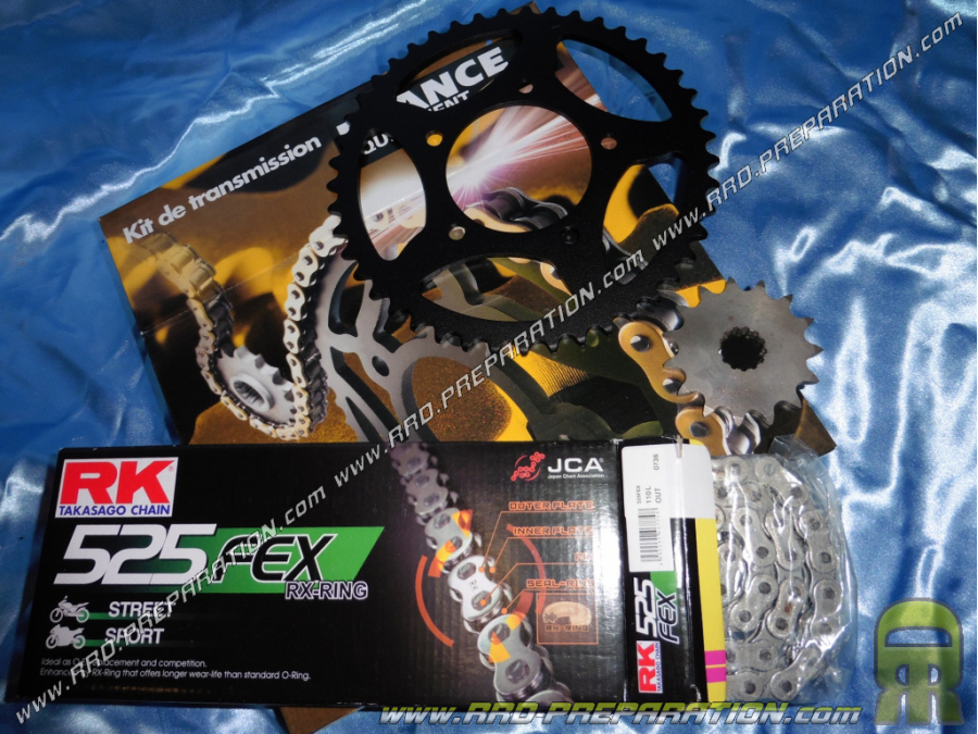 Kit chaine FRANCE EQUIPEMENT renforcé pour moto SUZUKI SV N 650 de 1999 à 2009 dentures aux choix