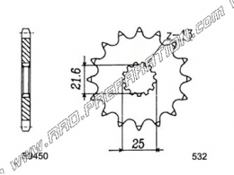 Box output pinion FRANCE EQUIPEMENT teeth with the choices for motorcycle SUZUKI RF 900 RR from 1994 to 2000