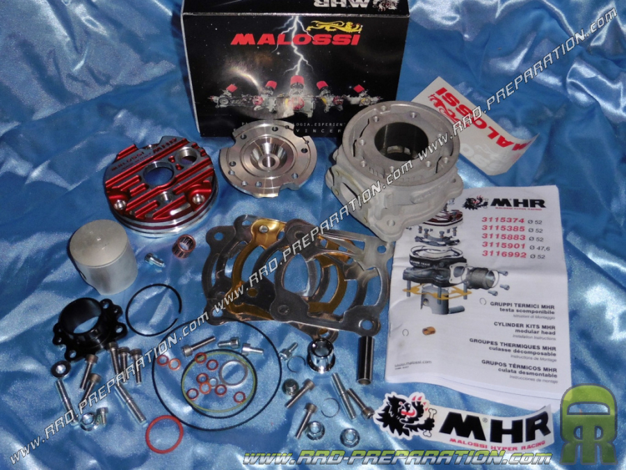 Kit 70cc Ø47,6mm MALOSSI MHR TEAM TESTA ROSSA aluminium (axe de 13mm) minarelli horizontal liquide (nitro, aerox, ...)