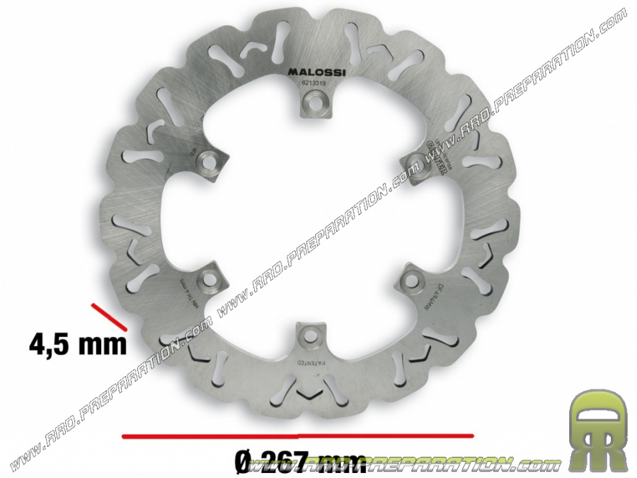 MALOSSI wave floating rear brake disc Ø267mm for YAMAHA T MAX 500 from 2001 to 2007