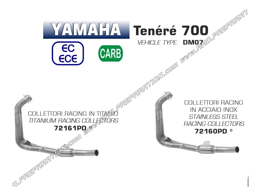 ARROW RACING manifold for ARROW or ORIGIN silencer on Yamaha Tenéré 700 2019/2020