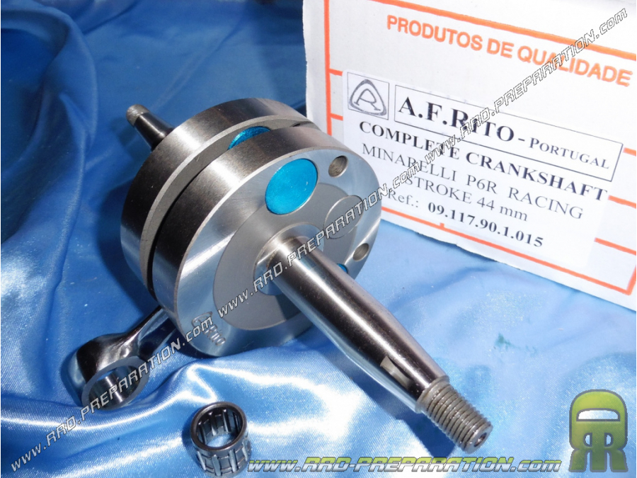 Crankshaft, connecting rod assembly RITO long stroke 44mm (Ø17mm bristles) for mécaboite minarelli P6R