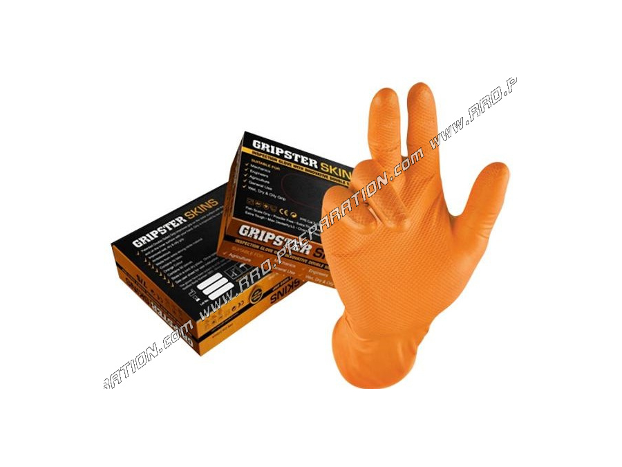 Boite 50 paires de gants de travail jetables ORANGE haute résistance aux  produits chimiques taille unique S, M, L, XL, XXL