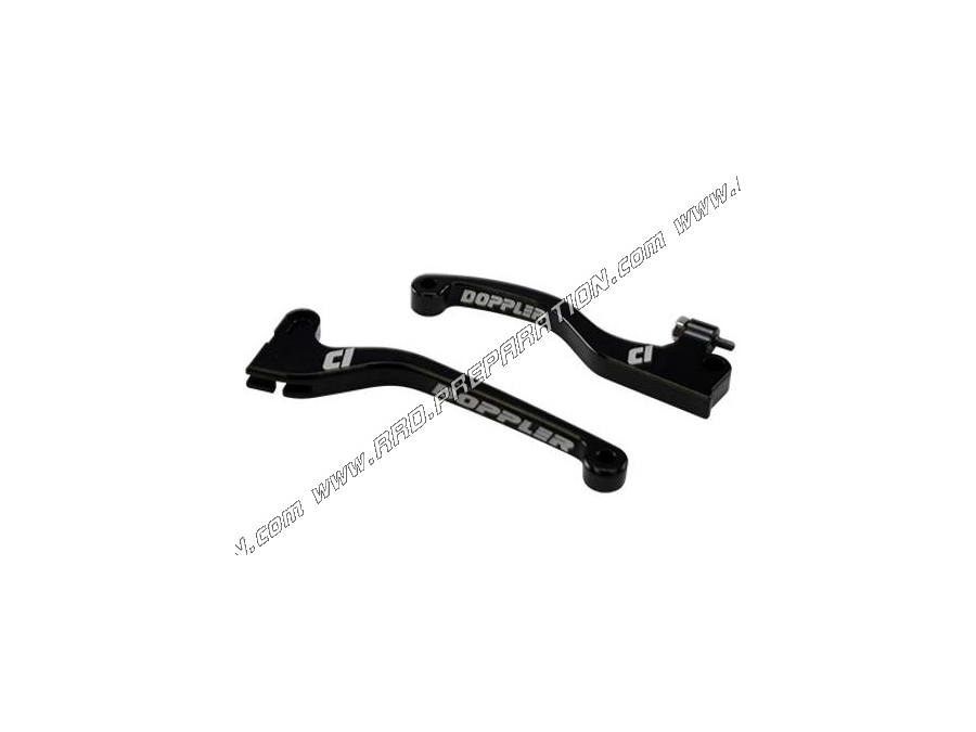 Pair of brake and clutch lever DOPPLER black for mécaboite SHE RC O SE, SM 50cc from 2011