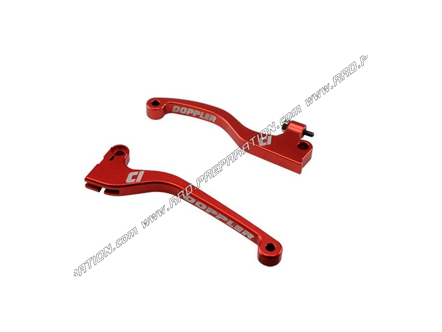 Pair of red DOPPLER brake and clutch levers for RIEJU MRT 125 from 2014 to 2018 and MARATHON from 2011 to 2018