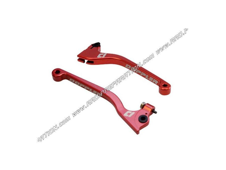 Pair of red DOPPLER brake and clutch lever for mécaboite DERBI SENDA SM / R RACE from 2003 to 2009