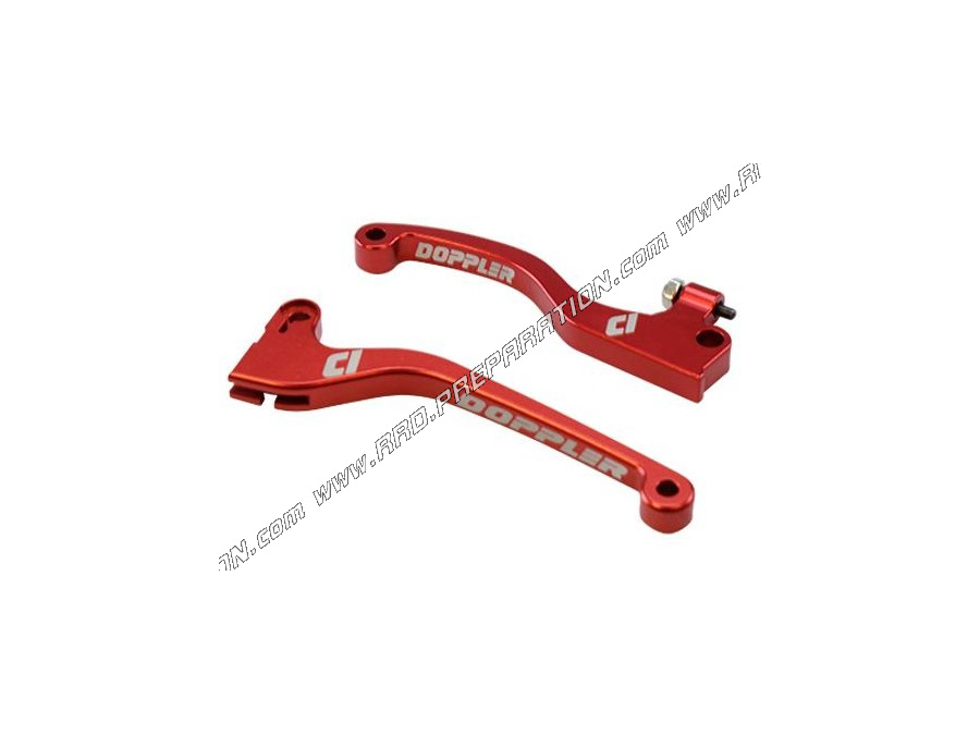 Pair of red DOPPLER brake and clutch lever for mécaboite SHE RC O SE, SM 50cc from 2011
