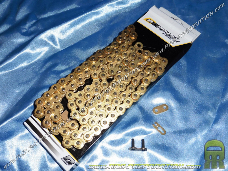 Reinforced chain width 415 DOPPLER 106 or 120 links for motorbike, mécaboite 50cc,… gold colors