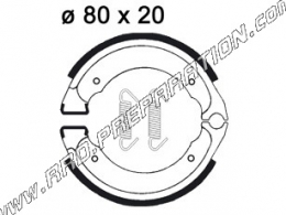 Front brake shoes Ø80mm by thickness 20mm AP RACING scooter, quad and motorcycle SUZUKI LT 80cc from 1987 to 2006, 50 f...