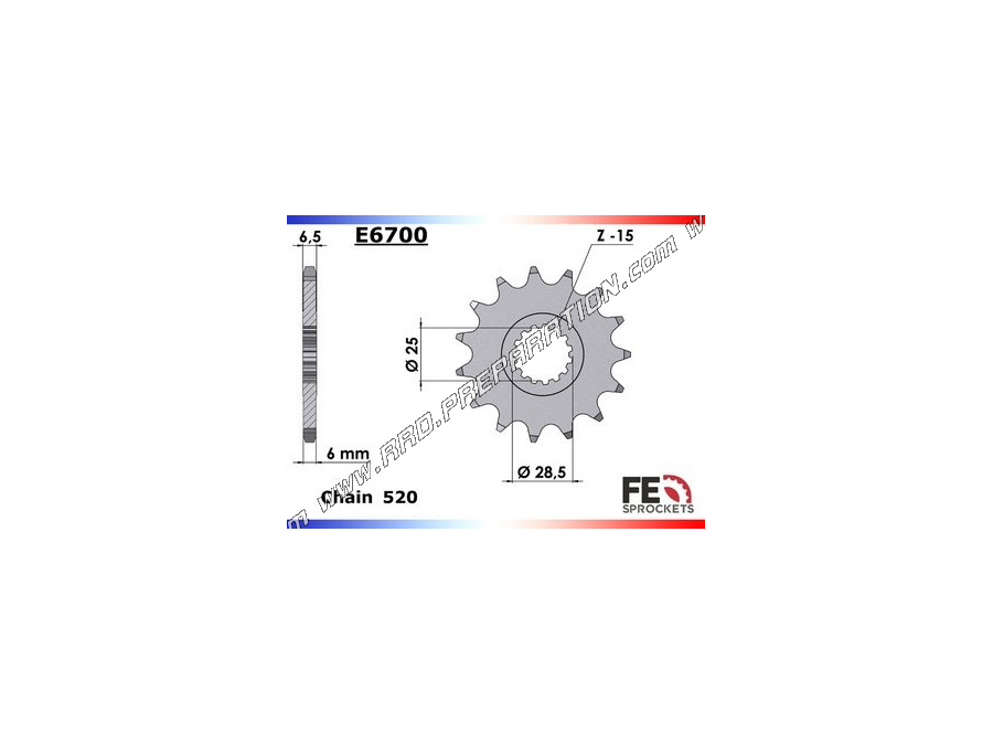 Pignon de chaîne FRANCE EQUIPEMENT pour QUAD YAMAHA 700 YFM RAPTOR de 2007 à aujourd'hui