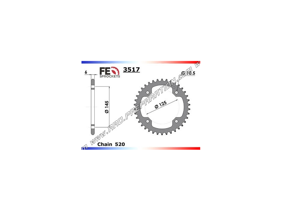 Couronne FRANCE EQUIPEMENT pour QUAD YAMAHA YFM RAPTOR 250, 350, 450, 700cc.. à partir de 2004