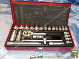 Box with sockets ratchet 24 pieces CGN 6 3/8 panels from 6mm to 22mm