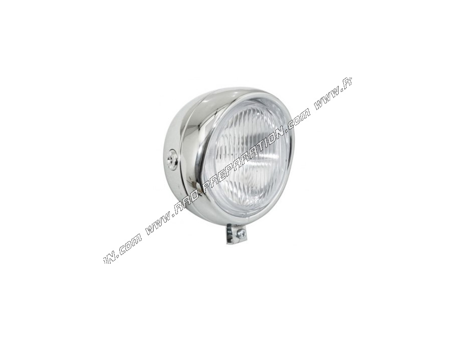 Headlight (light) round chrome Ø135mm P2R with cap for moped, mob, 103, 51, fox...