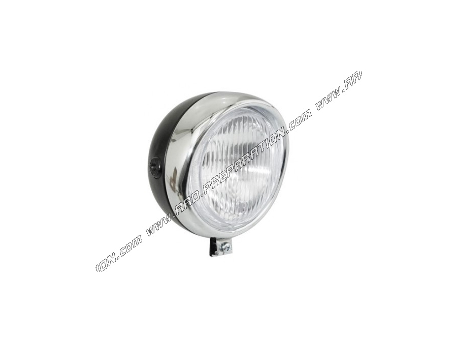 Headlight (light) round black Ø135mm P2R with cap for moped, mob, 103, 51, fox...