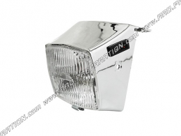 Phare avant type origine P2R carré chrome pour PEUGEOT 103 Mvl, Vogue, Chrono... 12V