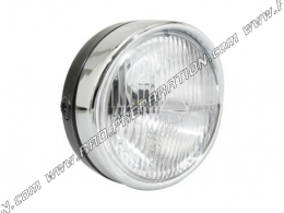 Headlight (light) round black Ø140mm P2R with switch and chrome cap for moped, mob, 103, 51, fox...
