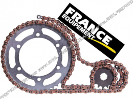 Kit chaine FRANCE EQUIPEMENT super renforcé pour moto Aprilia RSV4 RR, FACTORY...1000cc à partir de 2015 dentures aux choix