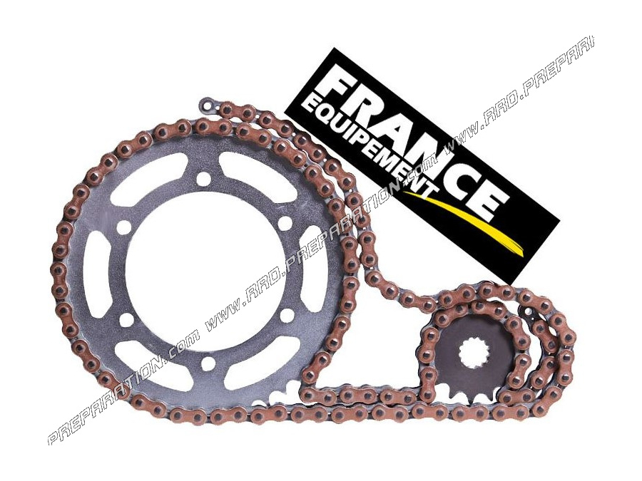 Chain kit FRANCE EQUIPEMENT super reinforced for motorcycle Aprilia RSV4 RR, FACTORY ... 1000cc from 2015 toothing choices