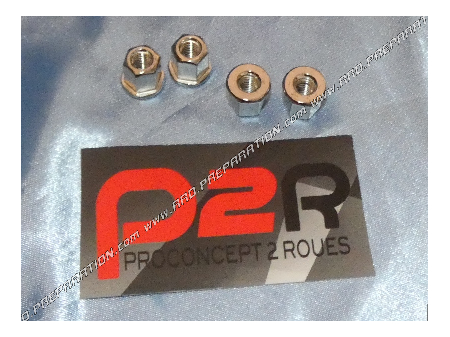 Jeu de 4 écrous de culasse P2R renforcés a embase filetage M6 Peugeot 103 / MBK 51 / AM6 / DERBI…