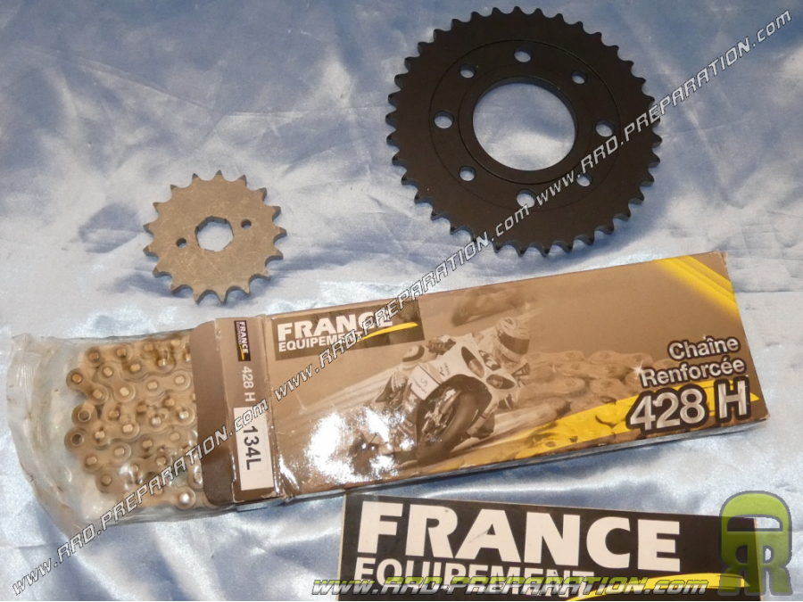 Kit de cadena FRANCE EQUIPEMENT reforzado para moto DAELIM VT EVOLUTION 125