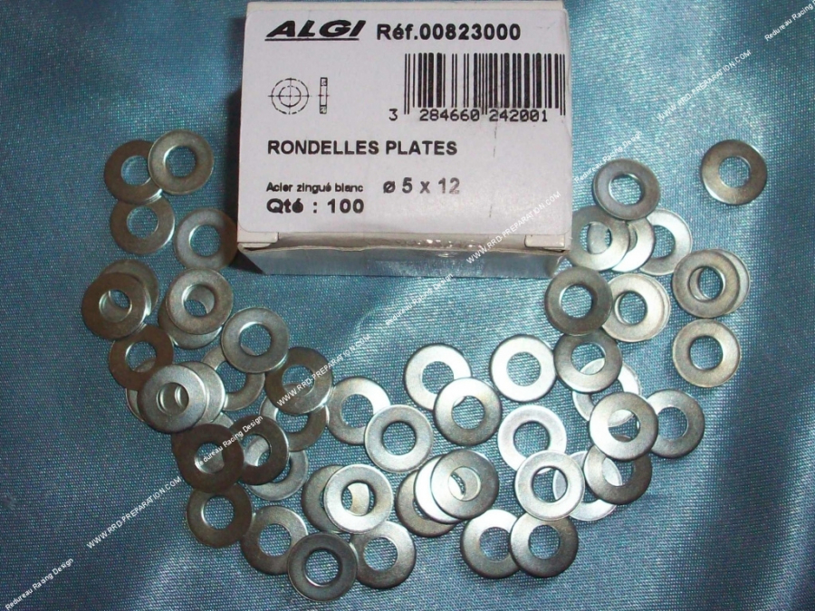 Rondelle ALGI acier zingué blanc tailles aux choix pour moteur, châssis, …