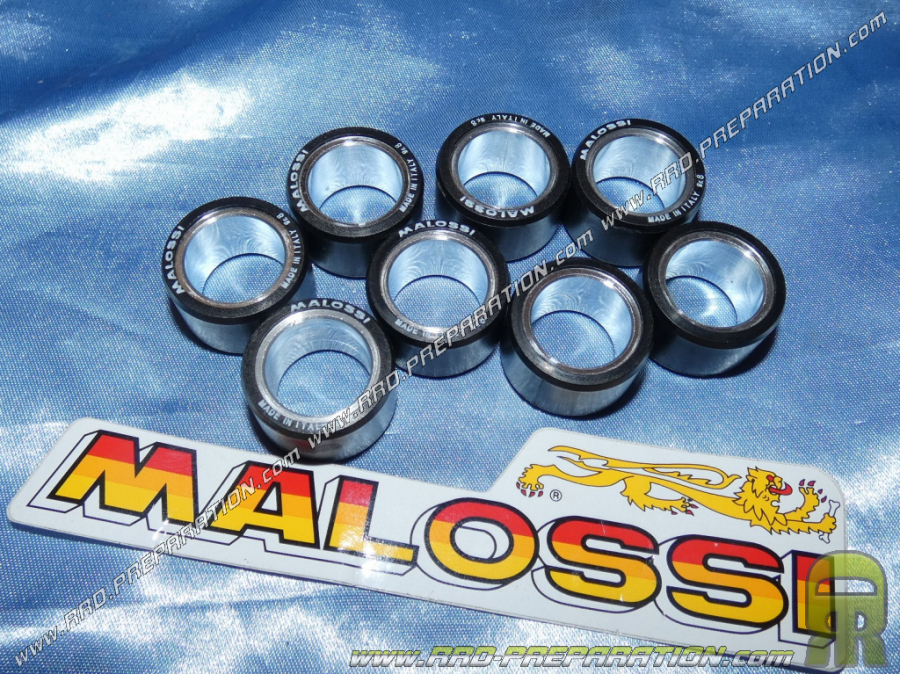 Jeu de Jeu de 8 galets MALOSSI en Ø25X14.9mm aux choix pour variateur MULTIVAR 2000 sur KYMCO XCITING 400 et YAMAHA X MAX 400cc