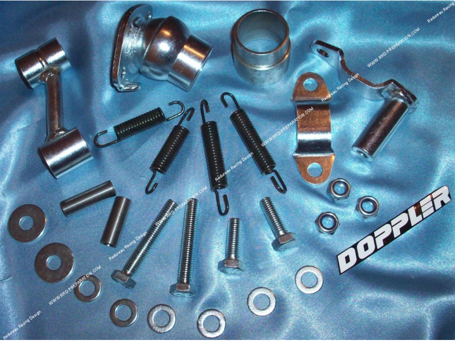 Kit completo de fijación con rótula, muelles, biela, tornillos para DOPPLER ER1 en PEUGEOT 103 SP, MVL… brazo redondo