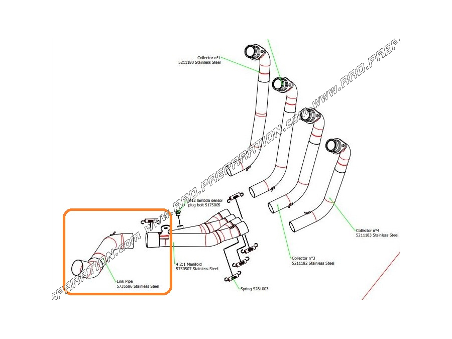 "Link pipe" for ARROW stainless steel manifold on HONDA CBR and CB 650 R from 2019