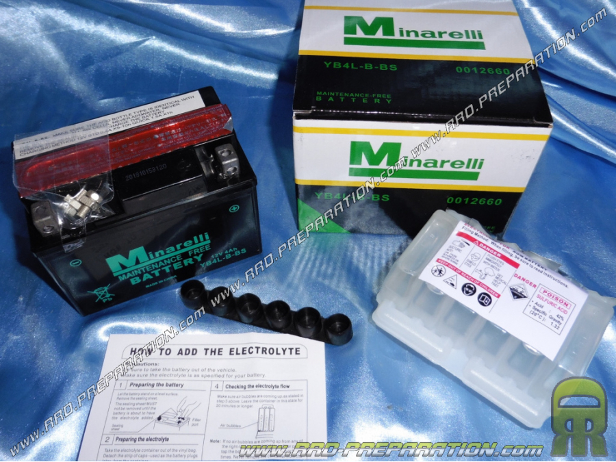 Battery TOP PERFORMANCE YB4L-B-BS 12v 4Ah (acid without maintenance) for motor bike, mécaboite, scooters ...