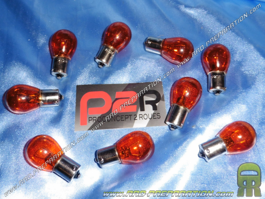 Ampoule de phare P2R clignotants, lampe ORANGE a clips BA15S 12V21W