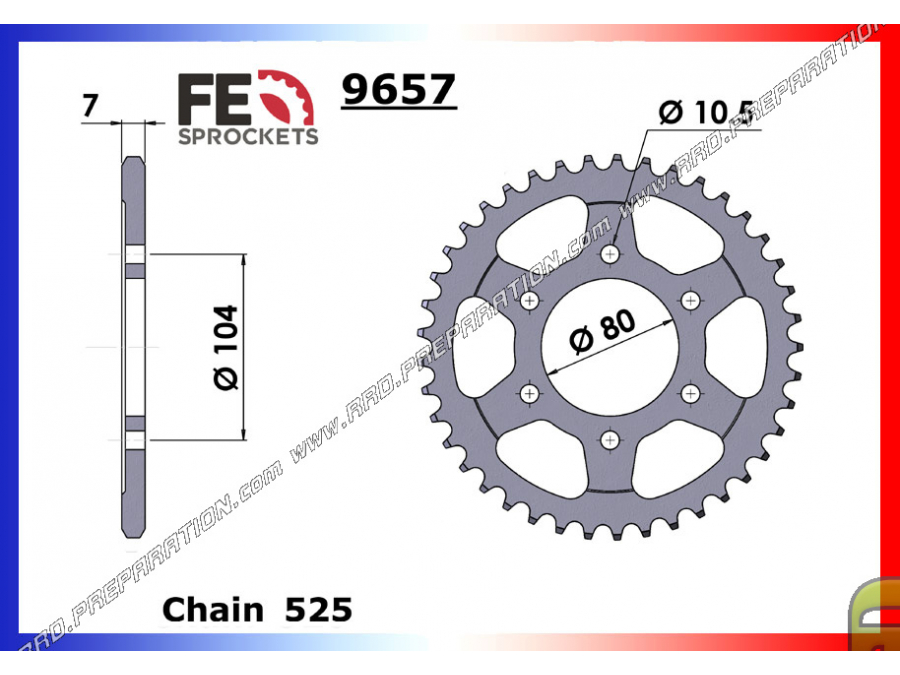 Corona en 525 FRANCE EQUIPEMENT para moto KAWASAKI Z1000 SX, ZX10R, ZX9R...