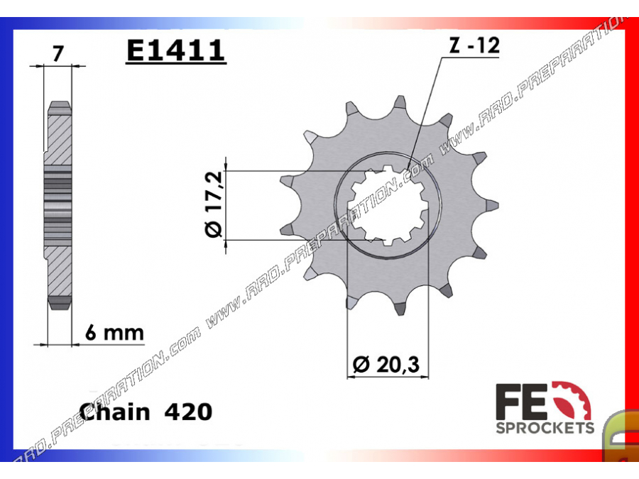 FRANCE EQUIPEMENT gearbox output sprocket for MASAI EN DURO , SM, STM, RAZZO STR...50 2T (type am6)