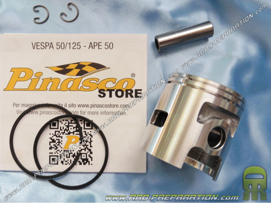  Piston bi segments PINASCO pour kit Ø50mm 85cc DR Racing fonte sur scooter VESPA 50cc 2T PK, HP, XL, SPECIAL, PIAGGIO APE...