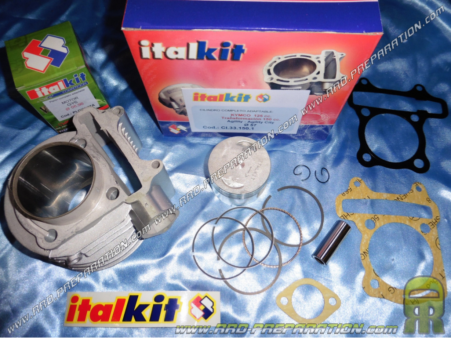 Kit 150cc ITALKIT Ø57mm aluminium pour KYMCO AGILITY, CITY 125 