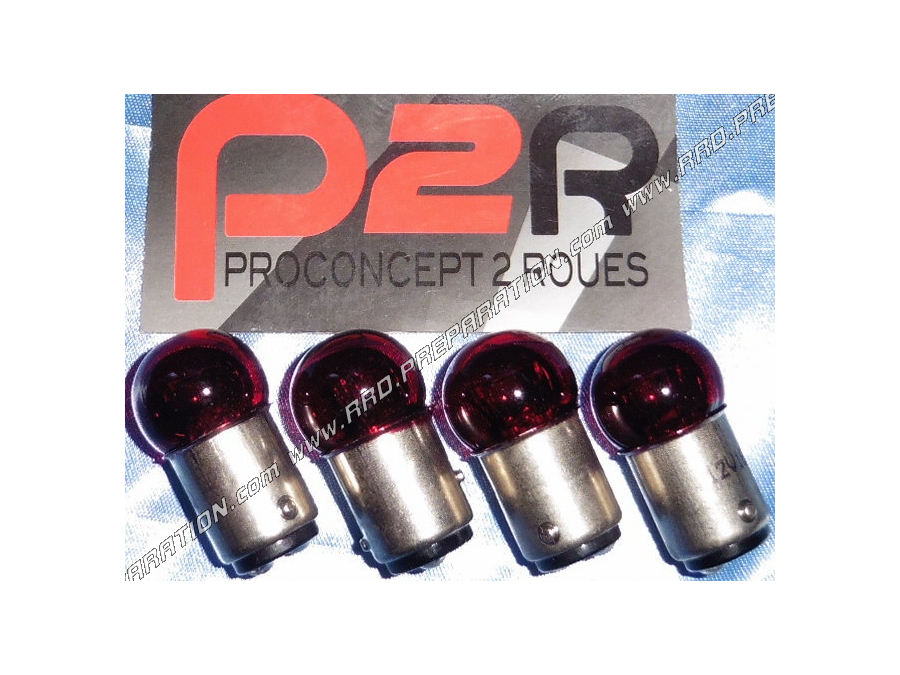 Ampoule de phare BAY15D P2R feu arrière + stop 12V 18W & 5W couleur rouge x4