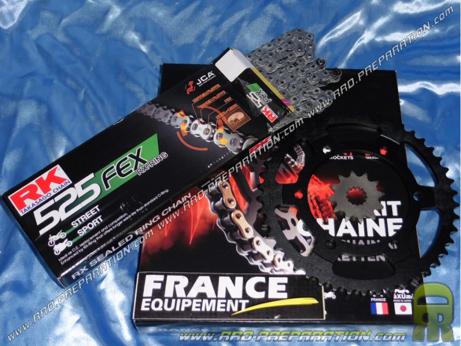 Kit chaîne FRANCE EQUIPEMENT renforcé pour moto SUZUKI GSX R 750 SRAD de  1998 à 1999