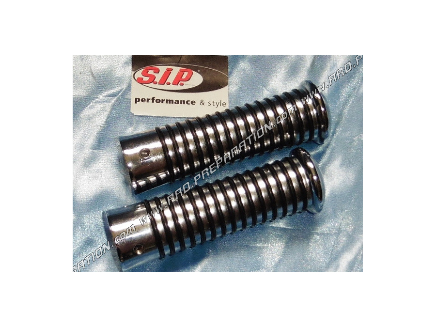 Handlebar grips, SIP closed sides coating in chromed metal Ø24mm for scooter VESPA 50, 125, GTR, 150 GL ...